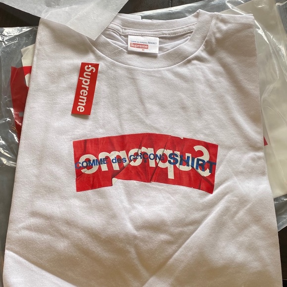 supreme comme des garcons shirt box logo tee white